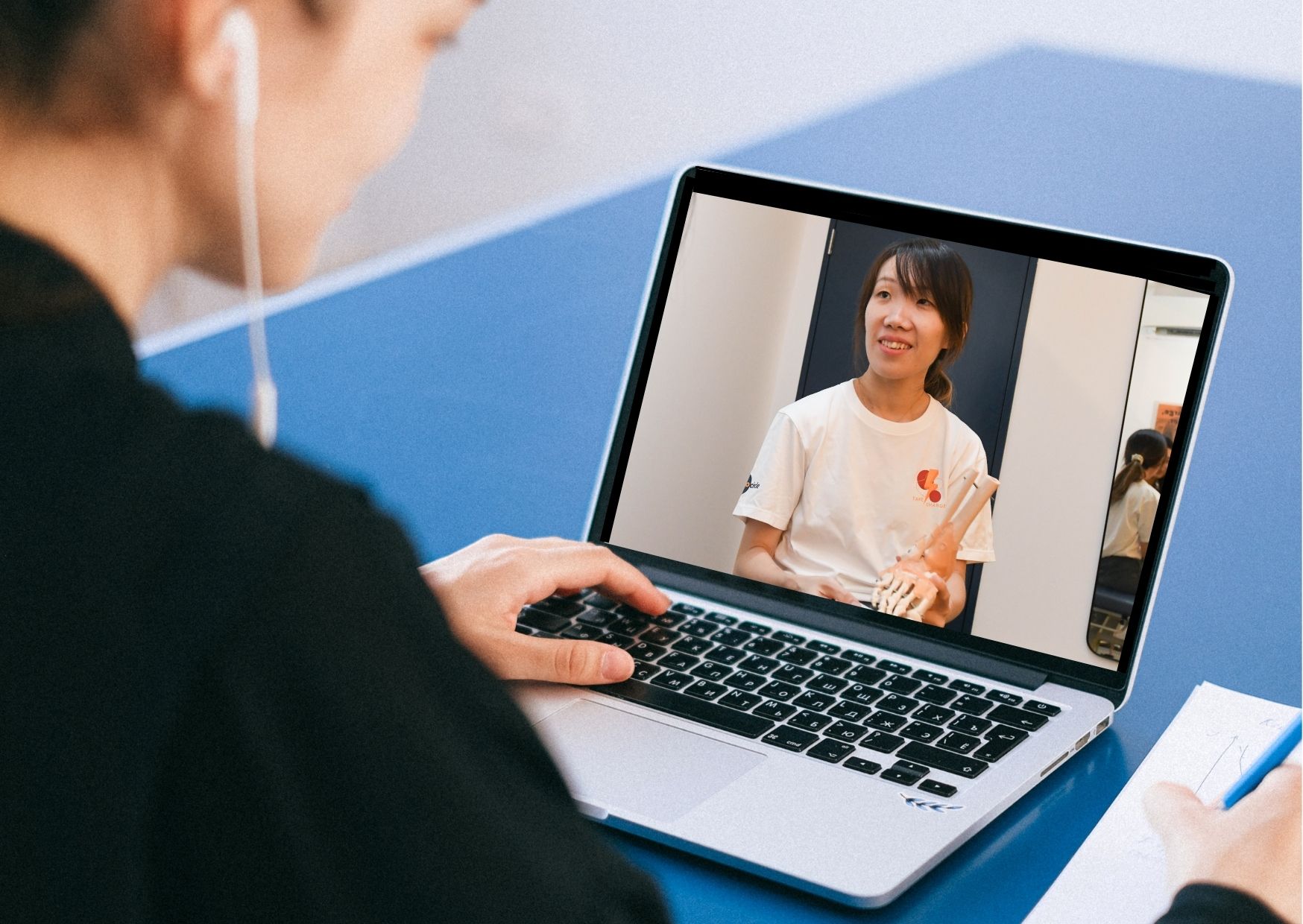Laptop and person